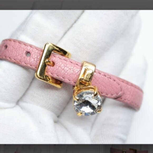 Elegant Pink and Gold Bracelet with Crystal Charm - Picture 6 of 11